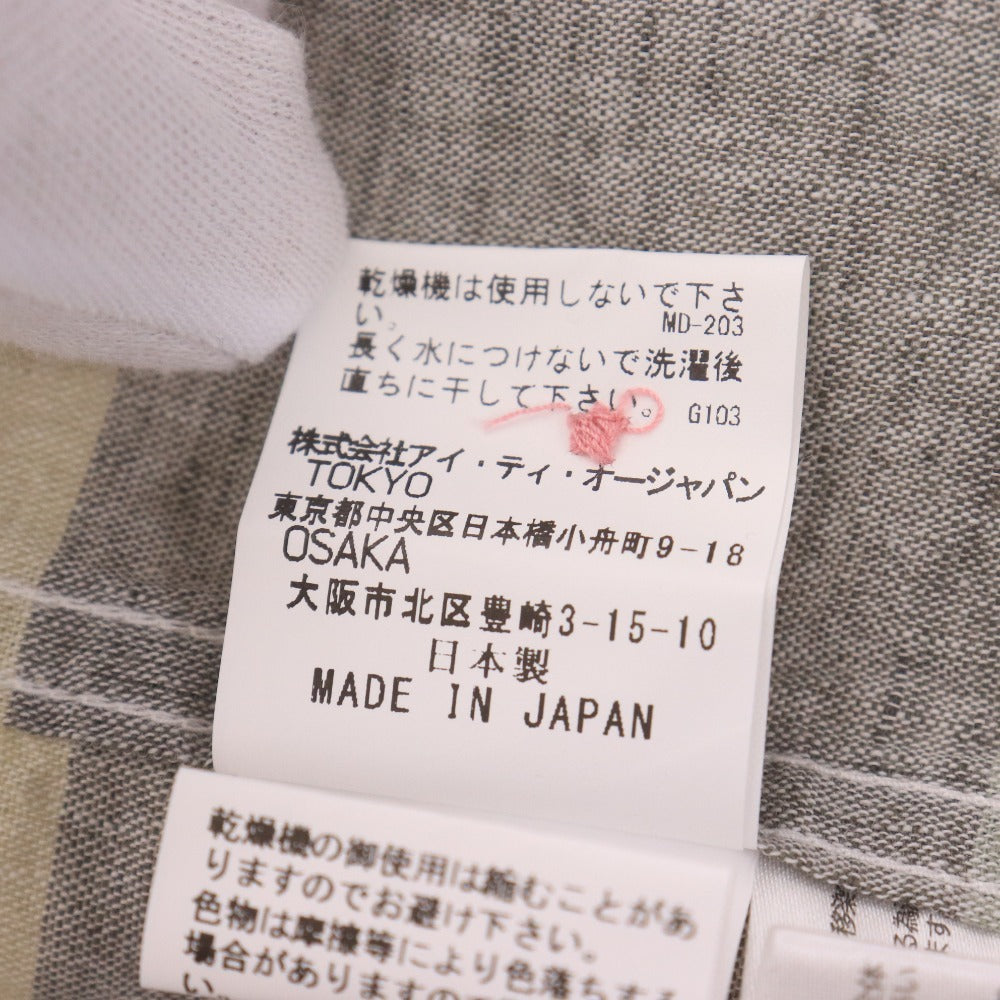 ■ バラシ フレンチリネン シャツ 半袖 トップス ボーダー メンズ 48 マルチカラー タグ付き 未使用