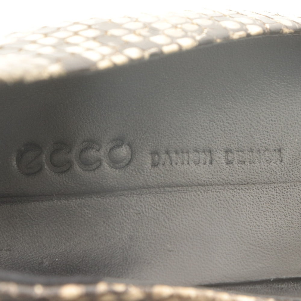 ■ エコー ECCO パンプス 靴 ポインテッドトゥ ヒール パイソン柄 レディース 36(23~23.5cm)ブラック グレー系