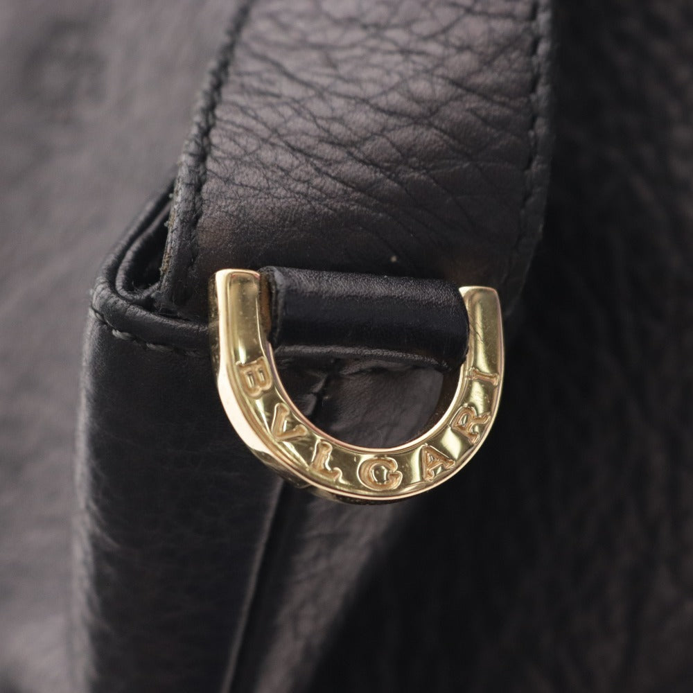 ■ Bulgari Shoulder Bag Collezione Bag Gold Metal Fittings Logo Men's Black