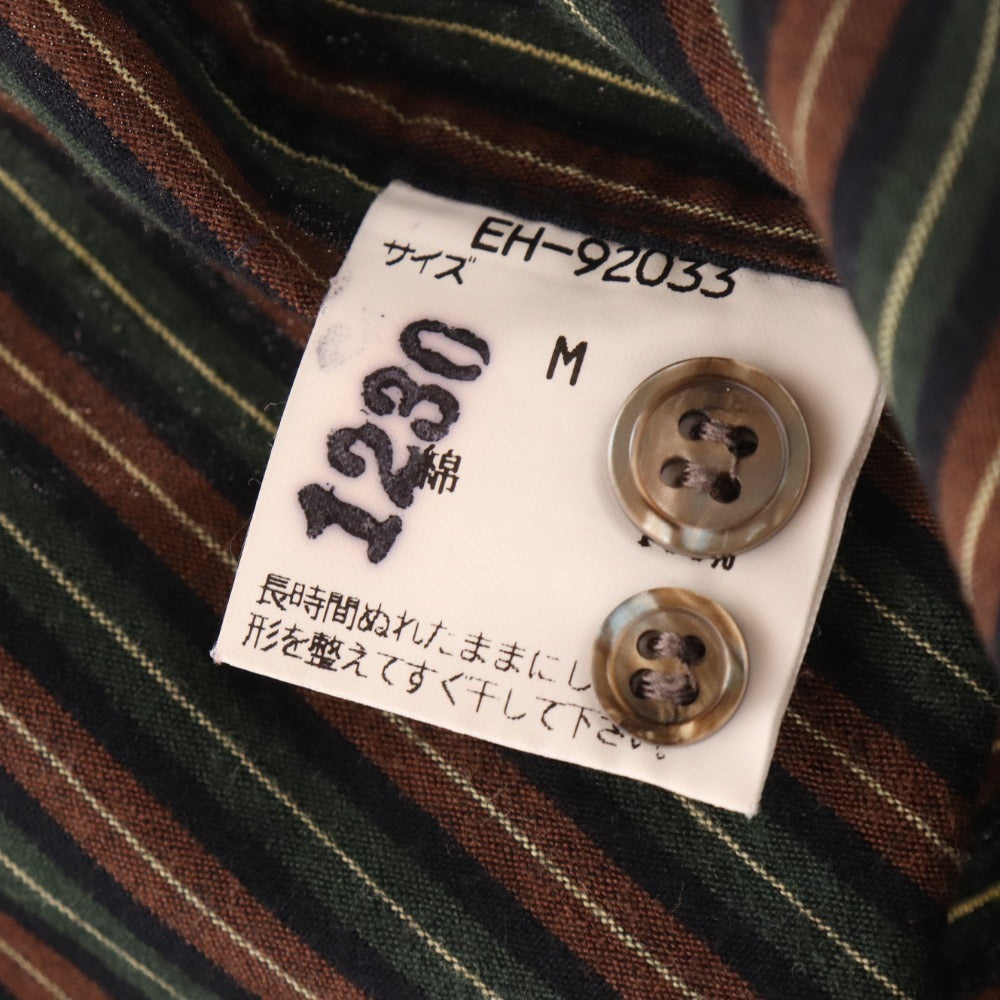 ■ ヴァンヂャケット プルオーバーシャツ 半袖 トップス ボタンダウン ストライプ メンズ M グリーン ブラウン系