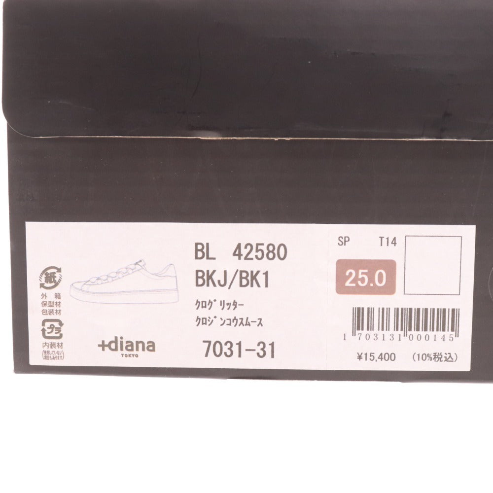 ■ Plus Diana Sneakers BL42580 Shoes Lumine Limited Glitter Ribbon Pearl Women's Size 25 Black Box Included Unused