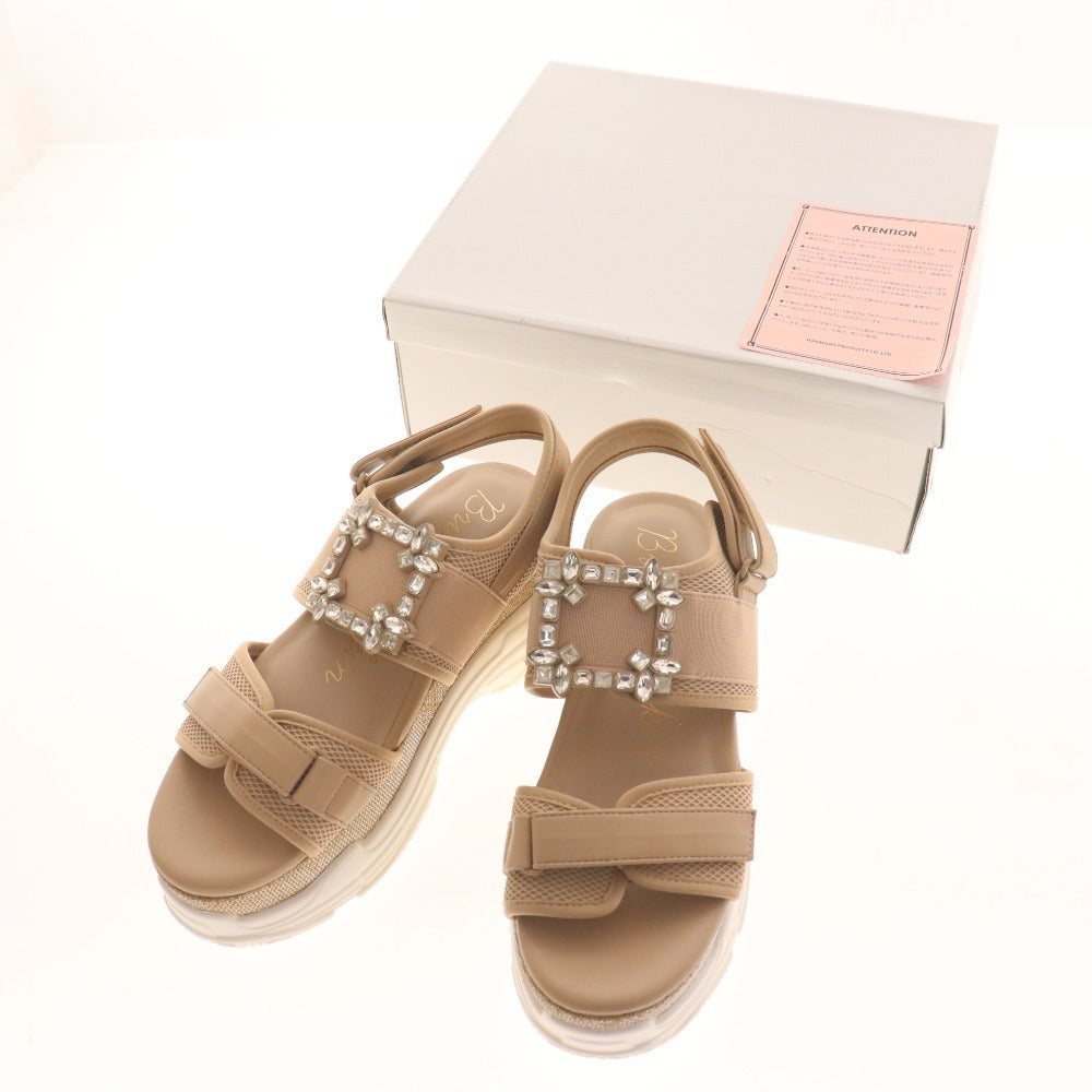 ■ ブリジットバーキン スポーツサンダル シューズ 532153 靴 バックル ビジュー ラメ レディース LL ピンクベージュ 箱付き 未使用
