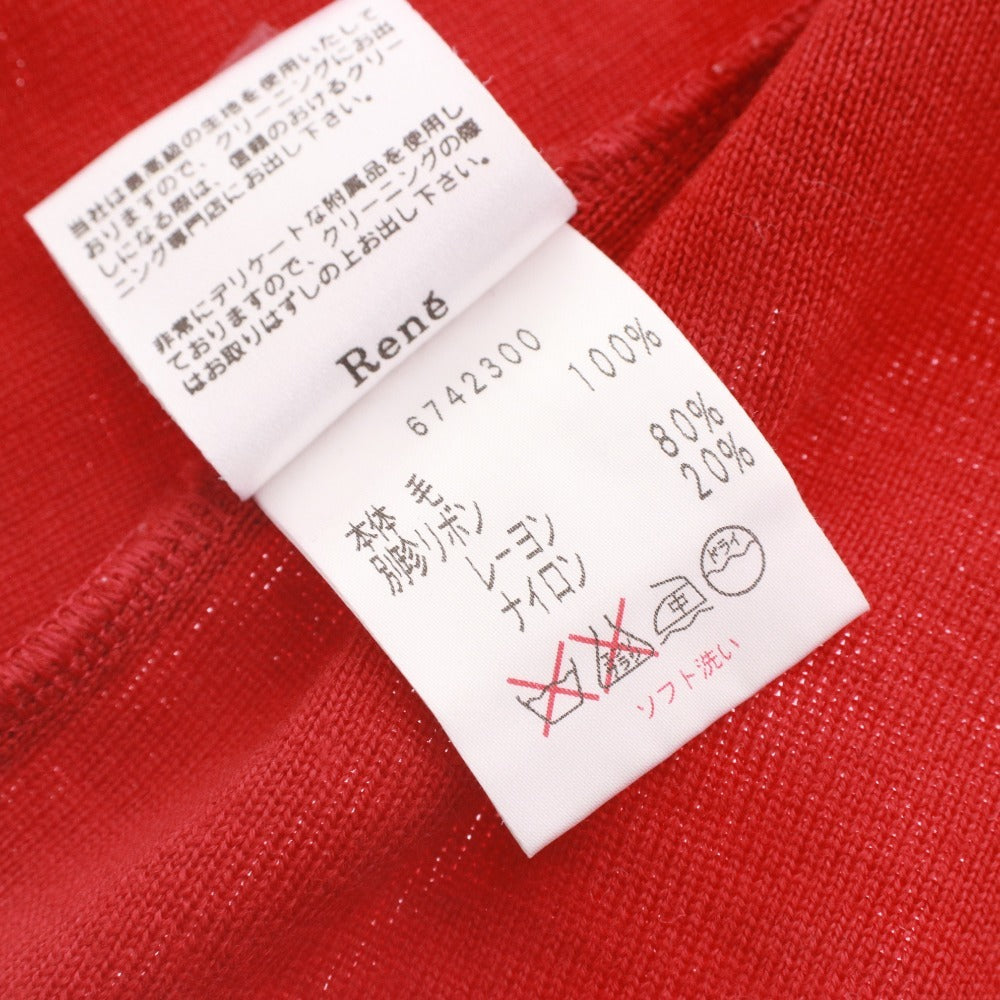 ■ Rene International Cardigan, Long Sleeve Top, Ribbon, Flared Sleeves, Women's, Size 38, Red