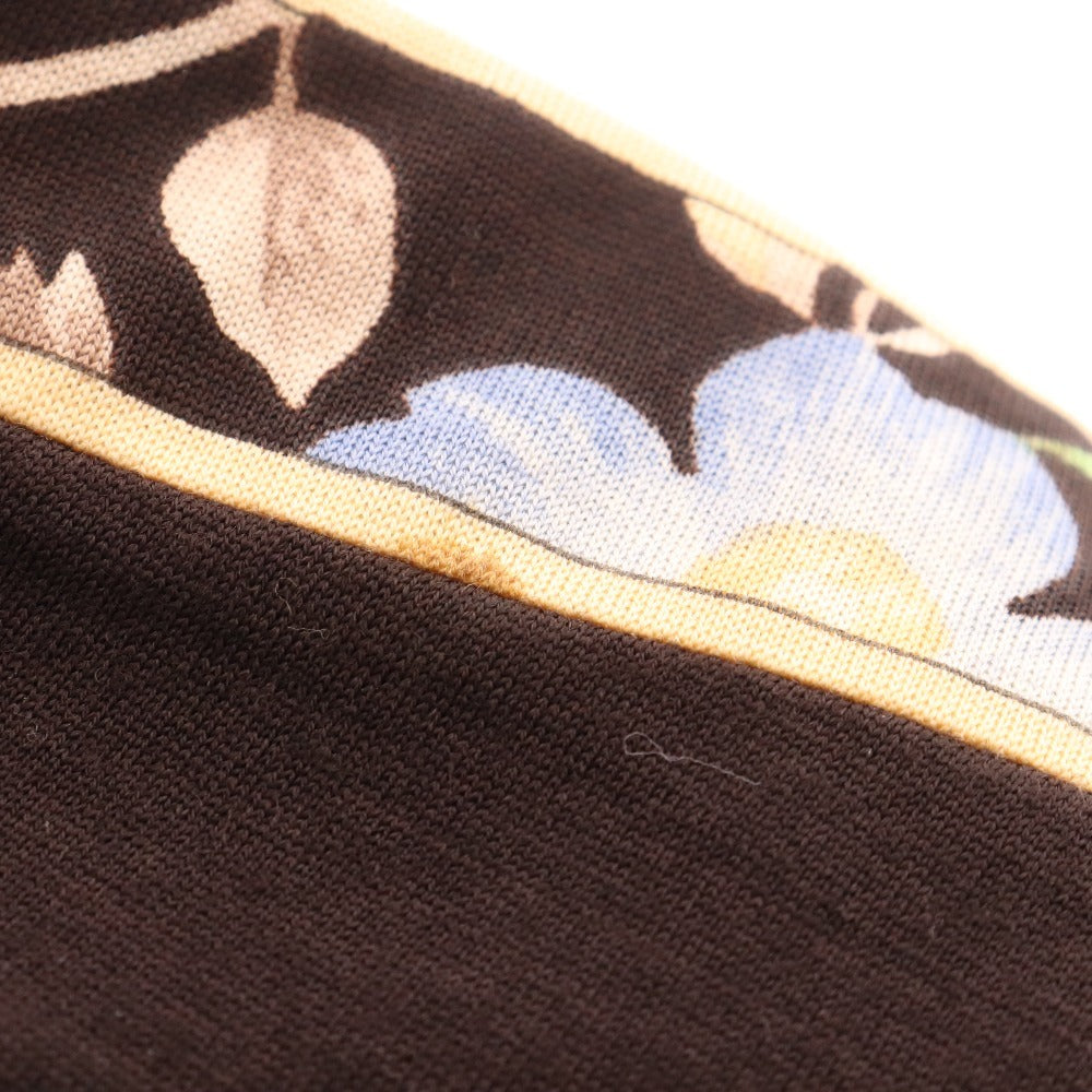 ■ レオナール カーディガン ロング ジャケット 花柄 レディース L ブラウン