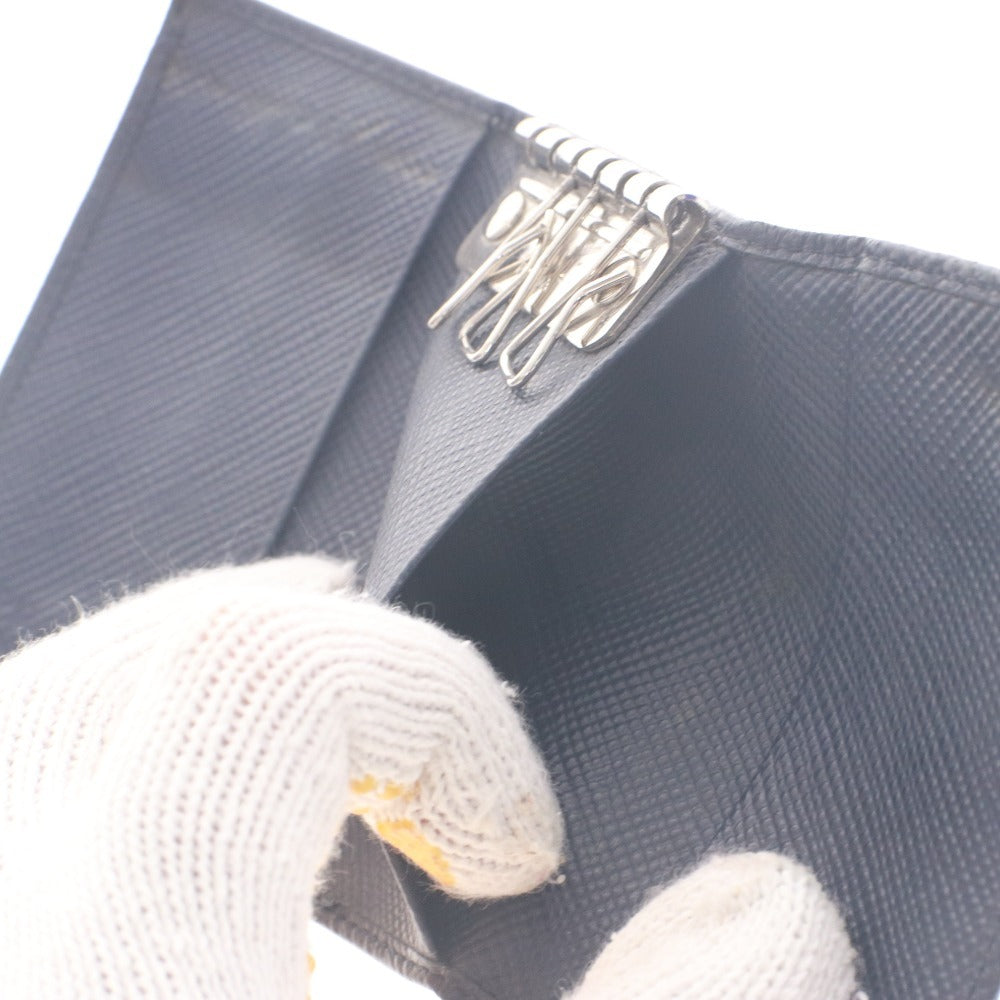 ■ PRADA Prada Key Cases, Set of 2, Bundle, Key Storage, Button, Leather, Made in Italy, Black, Navy, Imperfect