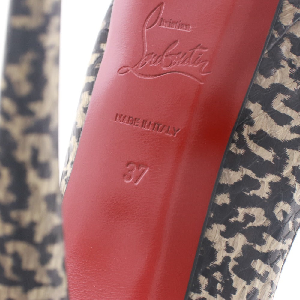 ■ クリスチャンルブタン Christian Louboutin パンプス 靴 総柄 ハイヒール オープントゥ レディース 37 (24.0cm相当) ブラック 袋付き