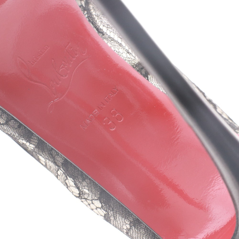 ■ クリスチャンルブタン Christian Louboutin パンプス 靴 レース ハイヒール ポインテッドトゥ レディース 38 (25.0cm相当) ブラック