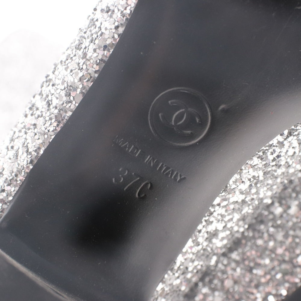 ■ CHANEL シャネル ロング ブーツ シューズ 靴 ココマーク スパンコール レディース 37C (23.5cm~24.0cm相当) シルバー