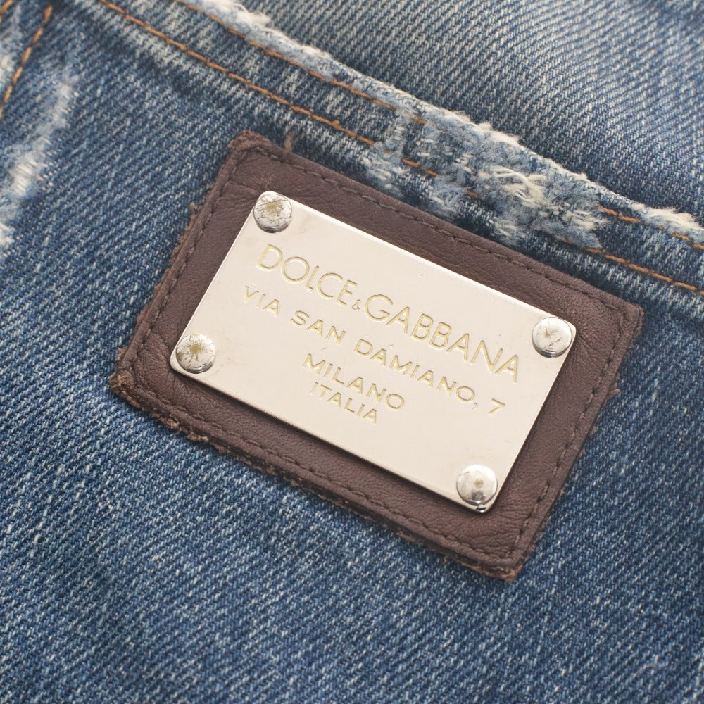 ■ ドルチェアンドガッバーナ DOLCE & GABBANA デニムパンツ ジーンズ ボトムス スリムテーパード ダメージ加工 メンズ48(L相当)ブルー系