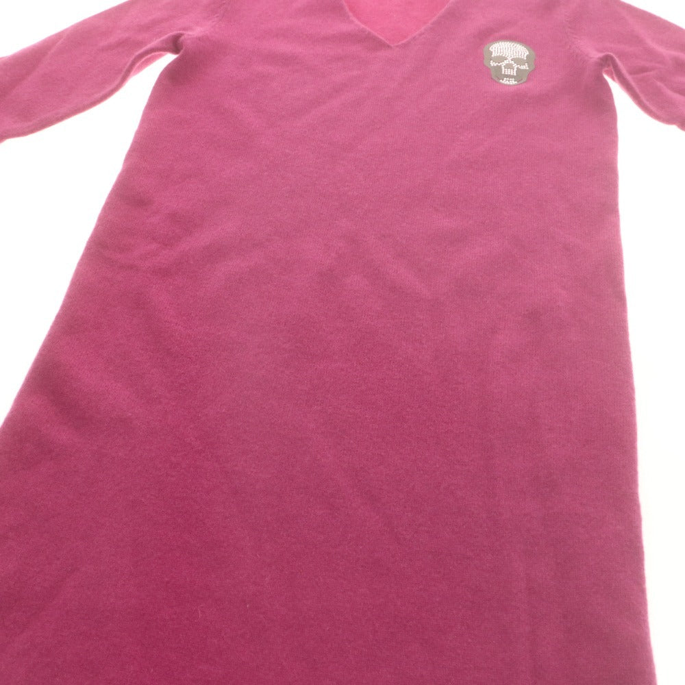 ■ Lucien Pellat-Finet Sweater Dress Long Sleeve Top Knit Cashmere Skull V-Neck Ladies XS Purple