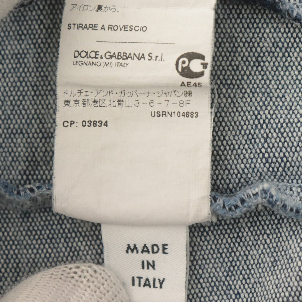 ■ ドルチェアンドガッバーナ DOLCE&GABBANA ジップアップパーカー 長袖 トップス デニム 子供服 キッズ 7/8 (120-131) ライトブルー