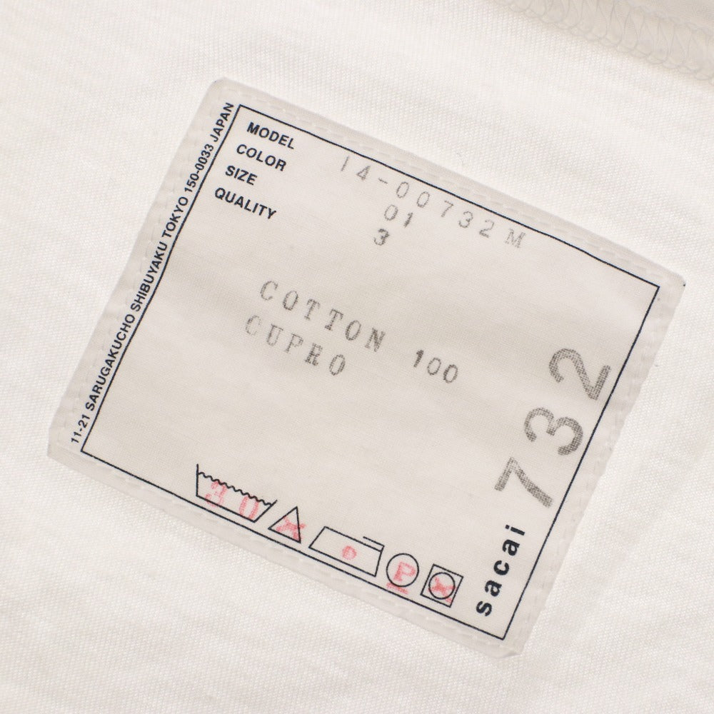 ■ sacai サカイ Tシャツ トップス 半袖 丸首 胸ポケット シルバー装飾 コットン 無地 レディース メンズ 3 ホワイト
