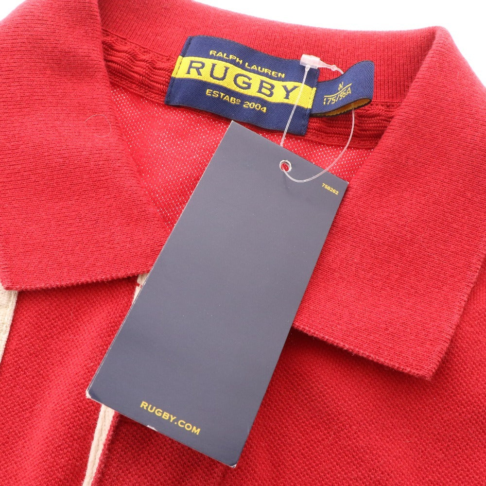 ■ ラルフローレン ラグビー ポロシャツ 半袖 トップス 刺繍 メンズ M ホワイト レッドタグ付き 未使用