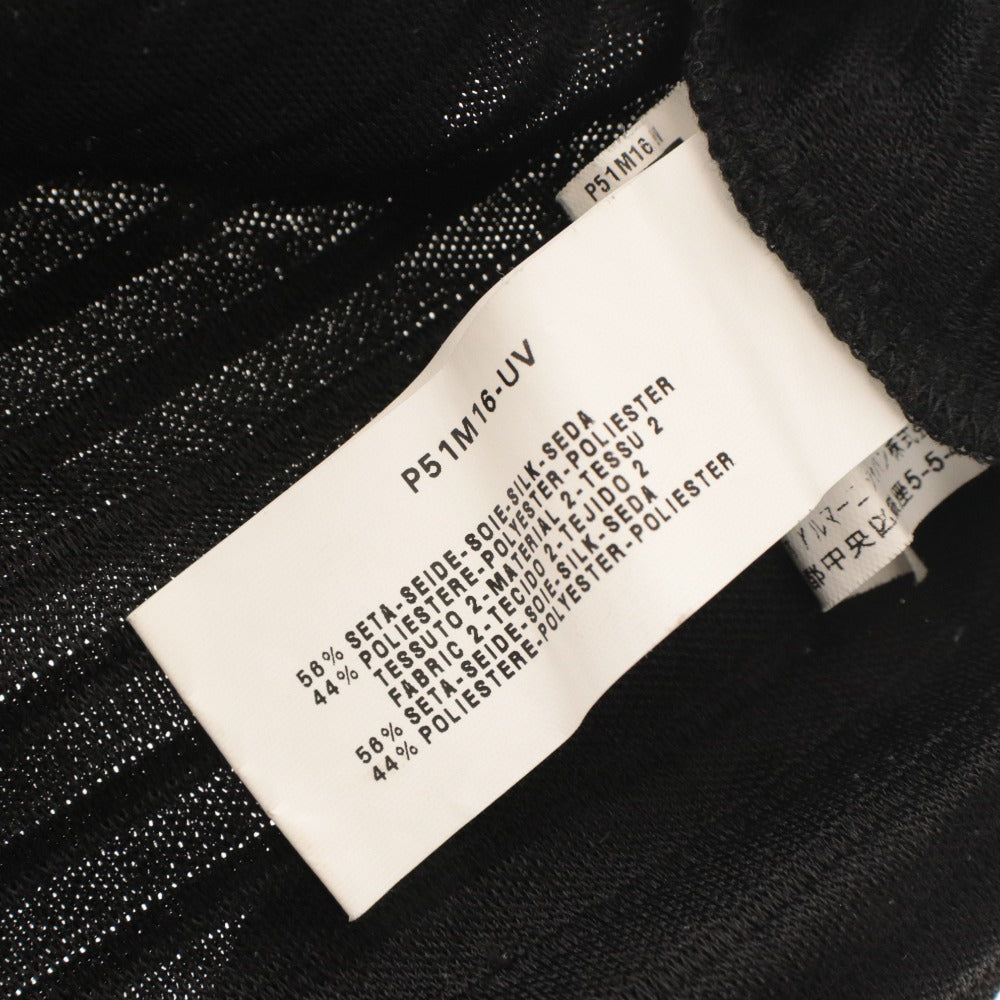 ■ ARMANI COLLEZIONI アルマーニ コレツィオーニ ポロシャツ 半袖 トップス サマーニット シルク混 シャドーボーダー メンズ M ブラック