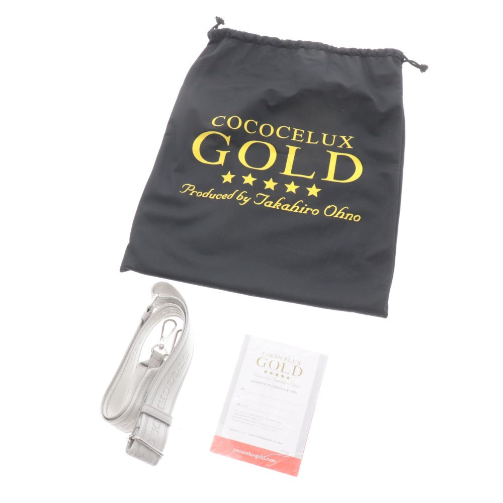 ■ Cococe Luxe Gold Shoulder Bag, Leather, Women's, Grey, Comes with Accessories, Unused