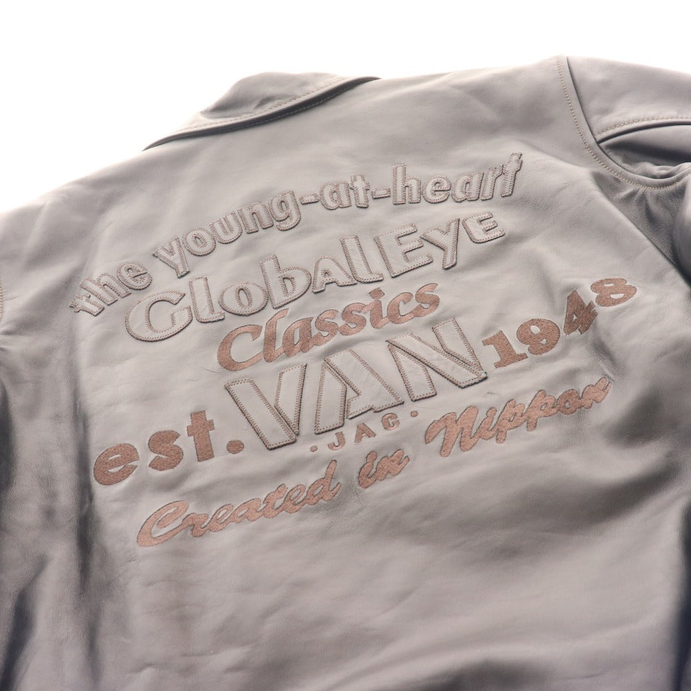 ■ Van Jacket Leather Jacket Riders Jacket Outerwear Classic Horse Leather Back Logo Men's LL Black