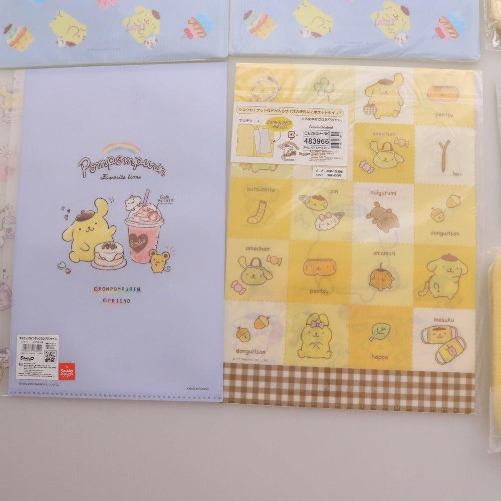 ■ サンリオ ポムポムプリン グッズ 11点セット まとめ売り 文房具 クリアファイル ポーチ ミラー ボールペン バッグ 未開封含む 未使用