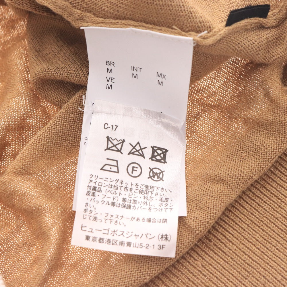 ■ ヒューゴボス ニットTシャツ ニットセーター Knit Wear 50496329 半袖 トップス メンズ M ブラウン ベージュ系 付属品付き 未使用