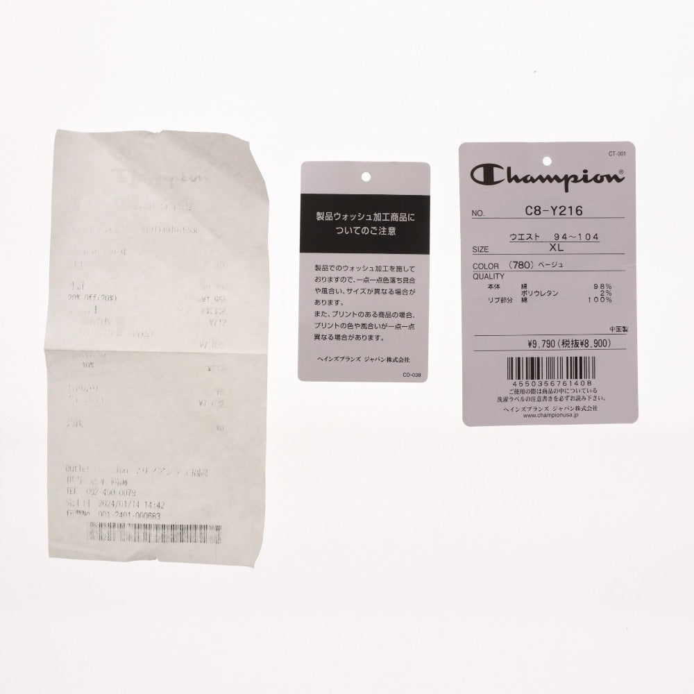 ■ Champion Pants Bottoms C8-T216 Long Pants Solid One-point Men's XL Beige with Accessories