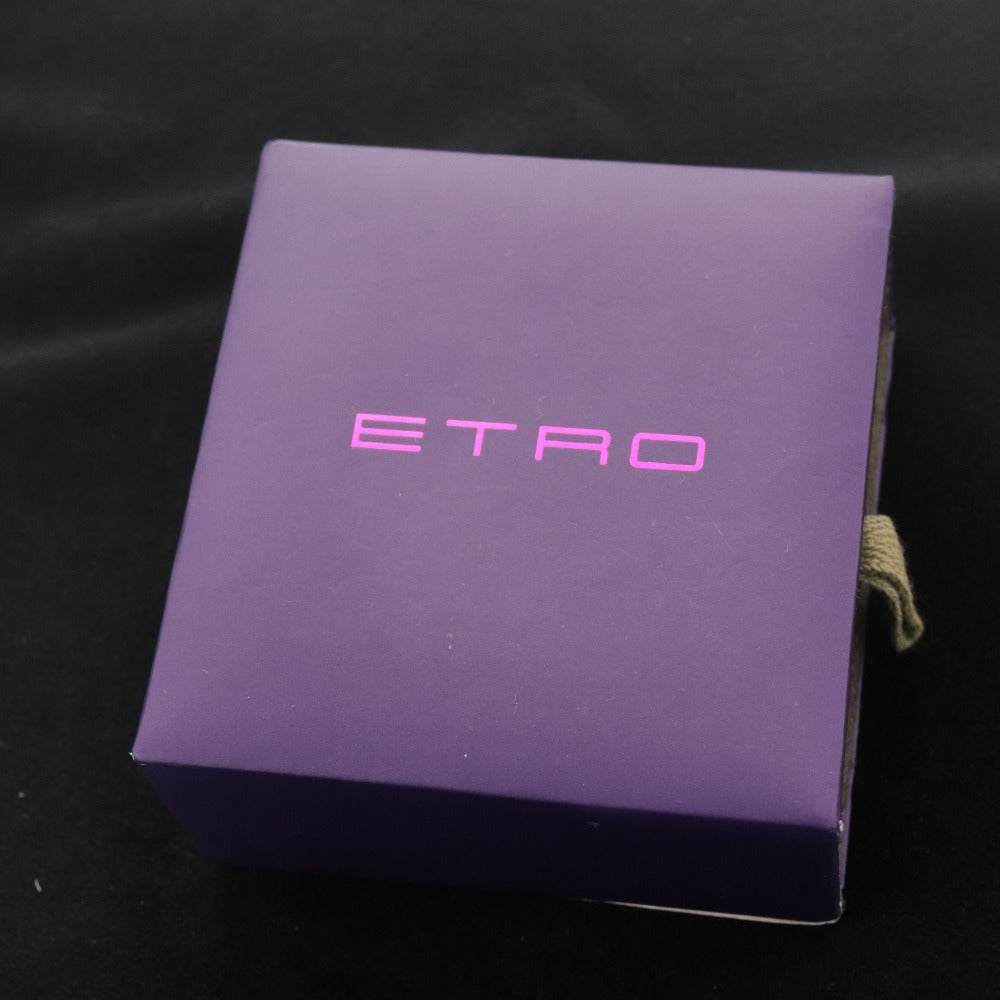 ■ 鎌倉カフス工房 カフスボタン パープルペイズリー 柄 シルバー ラウンド型 カフリンクス ETRO箱付き 未使用