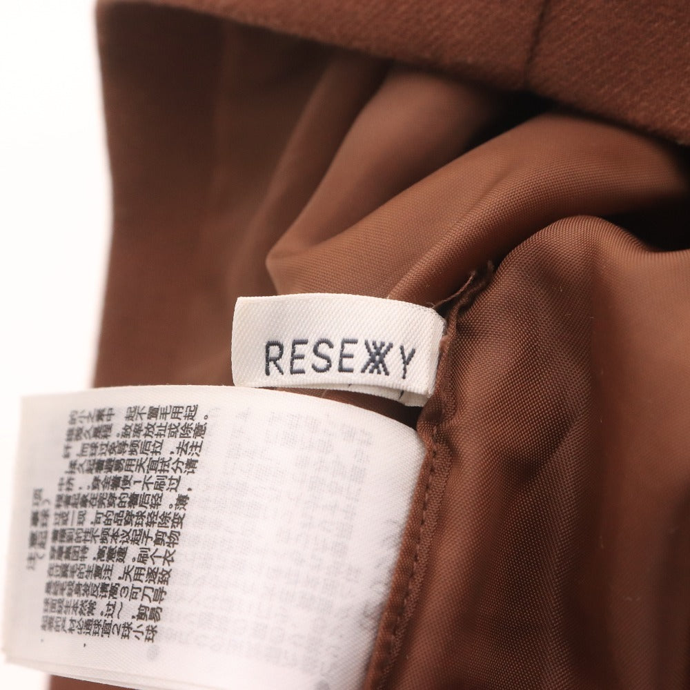 ■ リゼクシー スカート ひざ丈 ボトムス 無地 ベルト チャック ポケット レディース F ブラウン