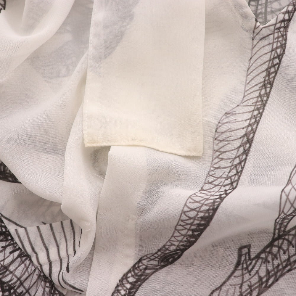 ■ SNIDEL スナイデル ロングワンピース 長袖 トップス マキシ丈 ボウタイ 襟 花柄 レディース 0 ホワイト ブラック