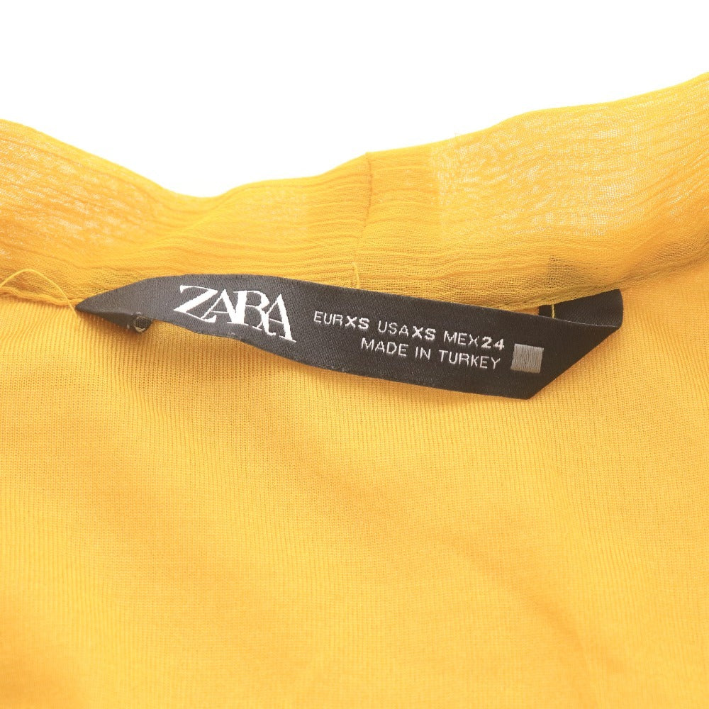 ■ ZARA ザラ ロングワンピース ドレス 長袖 トップス マキシ丈 ボウタイ 襟 レディース XS イエロー