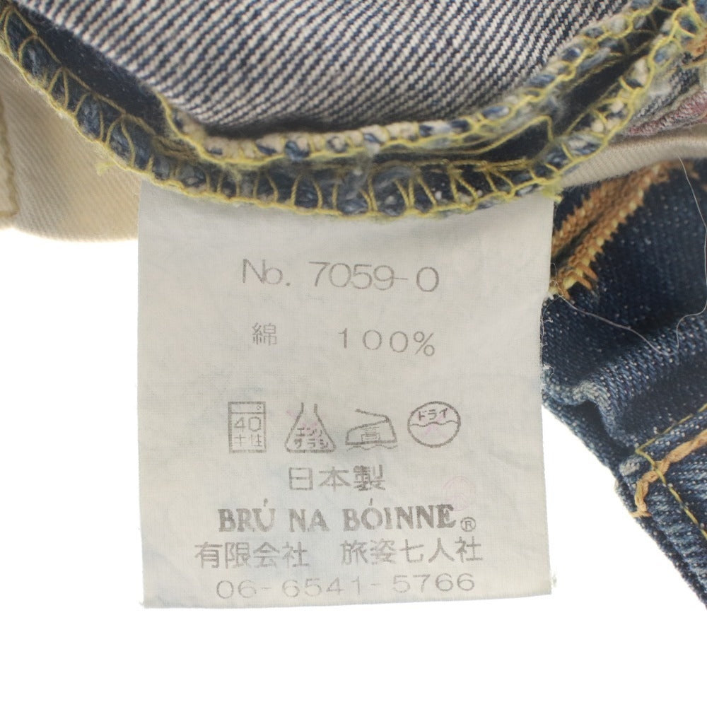 ■ BRU NA BOINNE ブルーナボイン ジーンズ パンツ ボトムス ボタン ポケット コットン 日本製 メンズ 0 ネイビー系