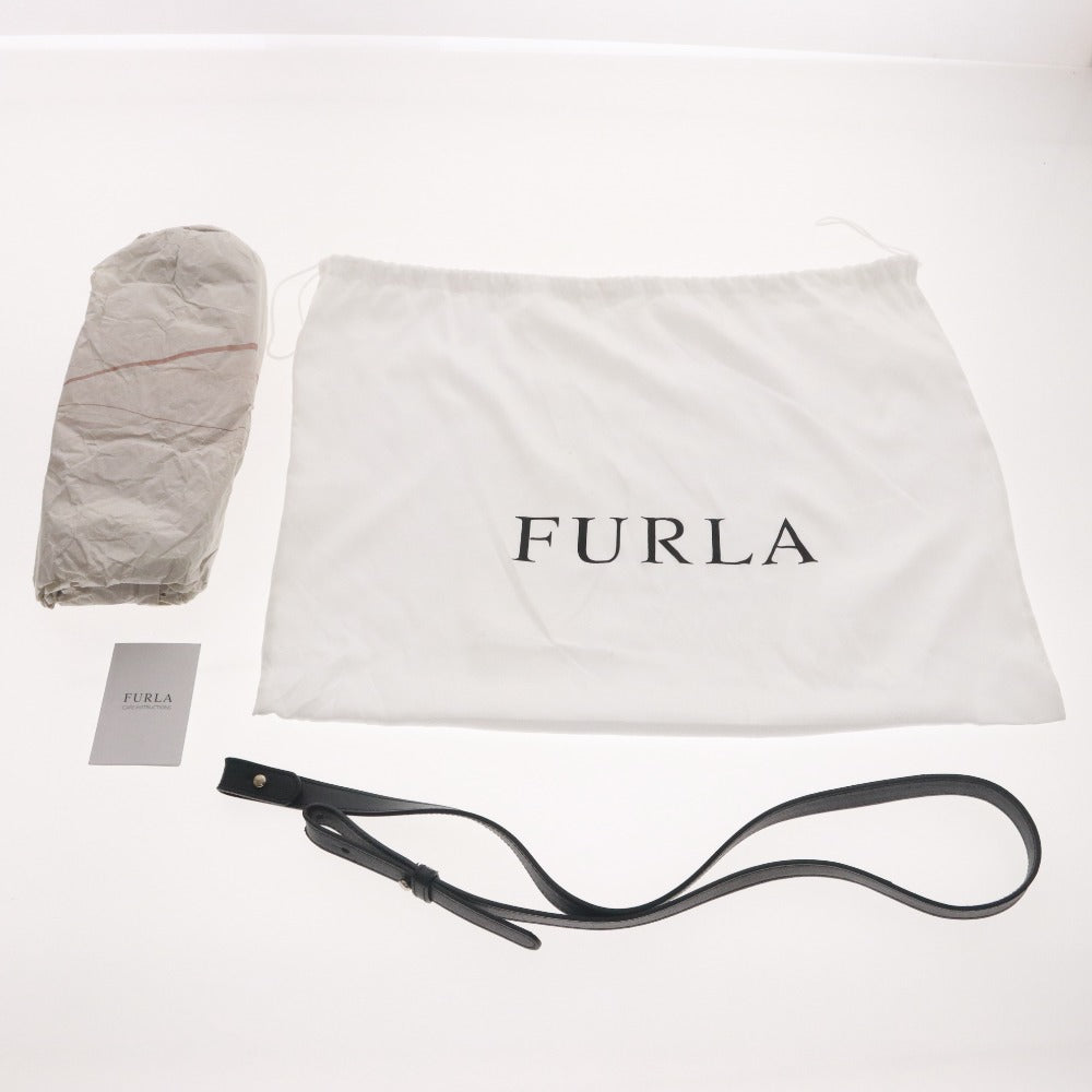 ■ FURLA フルラ ハンドバッグ ショルダーバッグ 鞄 マグネット ポケット ゴールド金具 メンズ レディース ブラック 袋付き