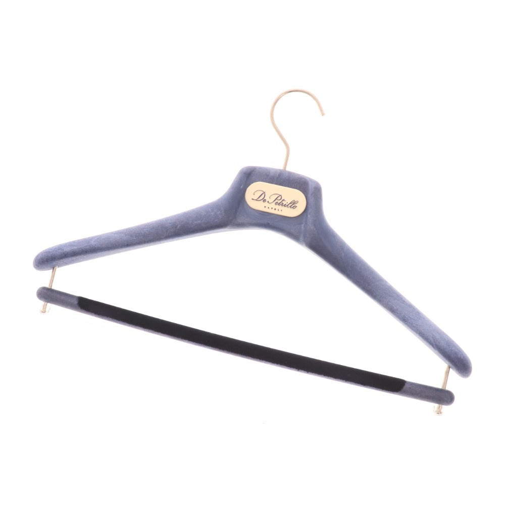 ■ デ ペリトロ シングル スーツ テーラード サイドベンツ 裾ダブル セットアップ ストライプ ウール メンズ 48 ネイビー ハンガー付き