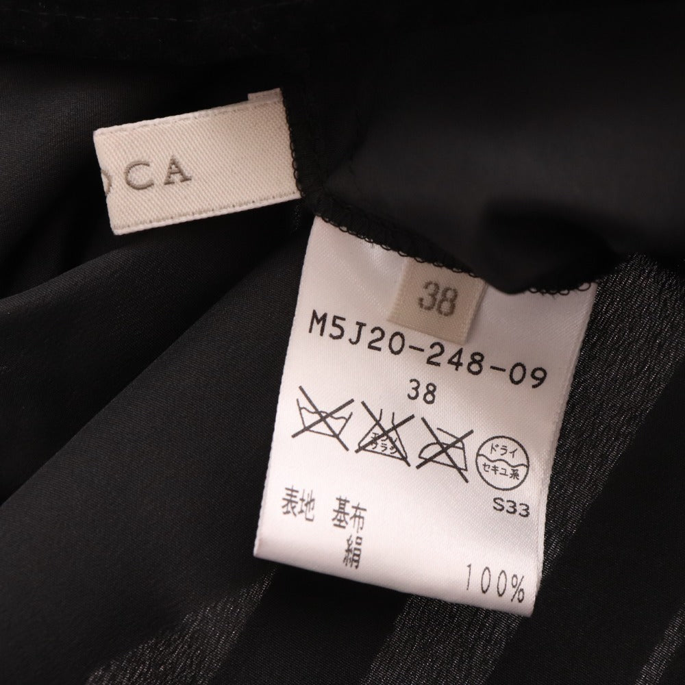 ■ エポカ Aラインワンピース ノースリーブ ストライプ ベロア レディース 38 ブラック 未使用