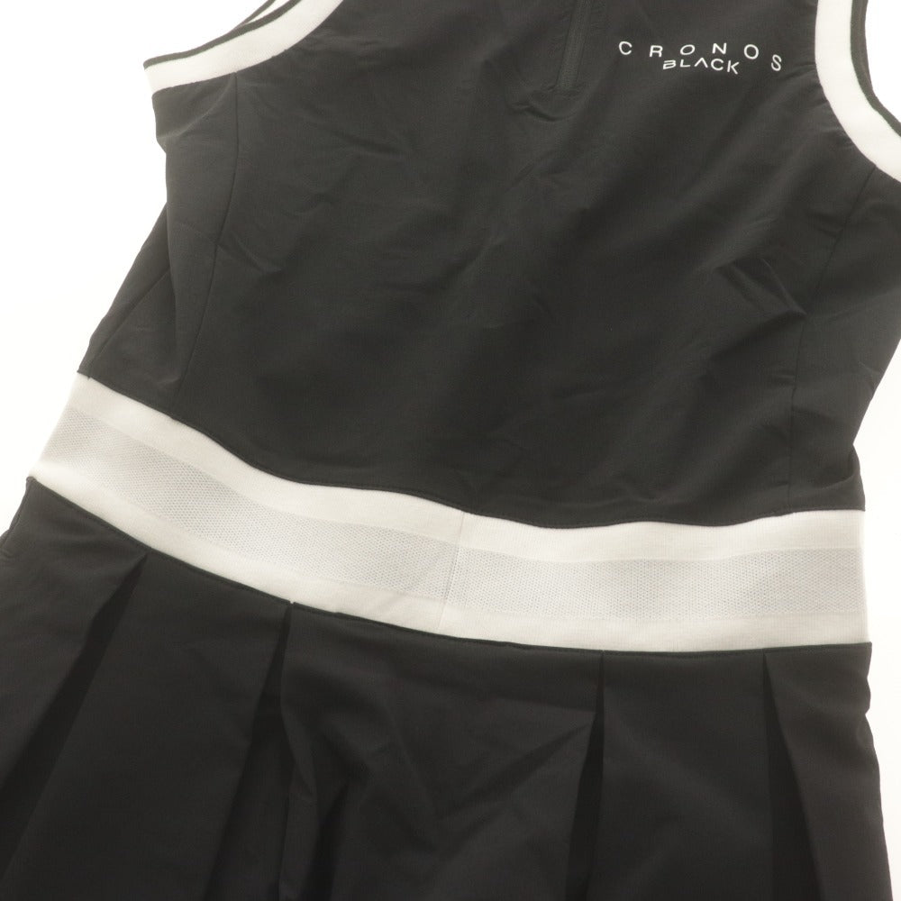 ■ CRONOS BLACK クロノスブラック ワンピース ノースリーブ トップス ハーフジップ ゴルフ レディース 38 (M)ブラック タグ付き 未使用