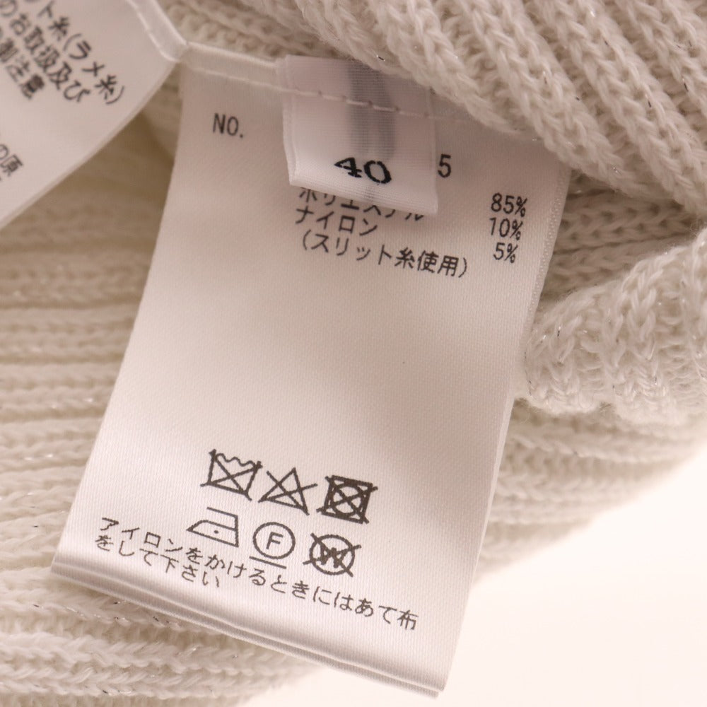 ■ Blanc Vert Cut and Sew Long Sleeve Top V-Neck Lamé Women's Size 40 White