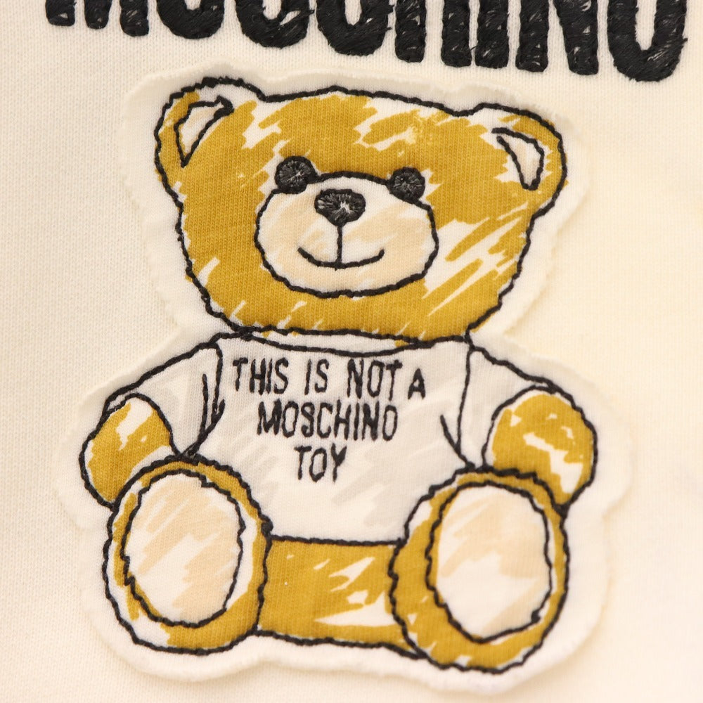 ■ Moschino hoodie top logo bear embroidery hoodie cotton women's white