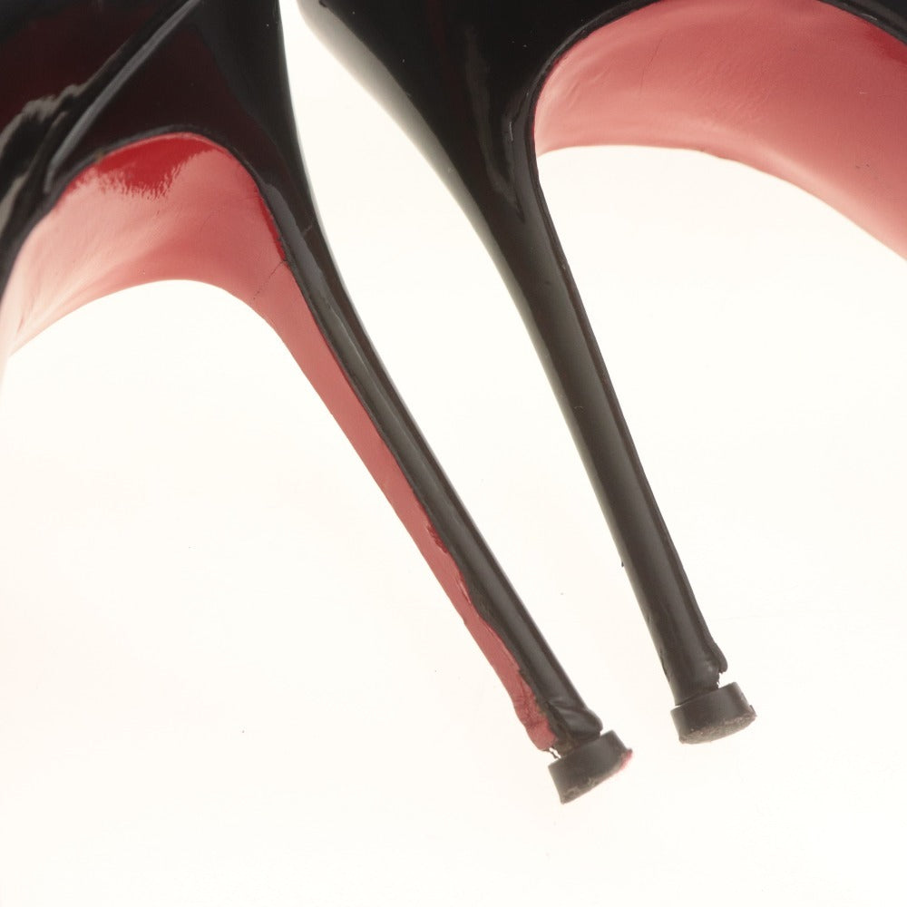 ■ クリスチャンルブタン パンプス 靴 ケイト 100mm エナメル レディース 37 (24.0cm相当) ブラック 付属品付き