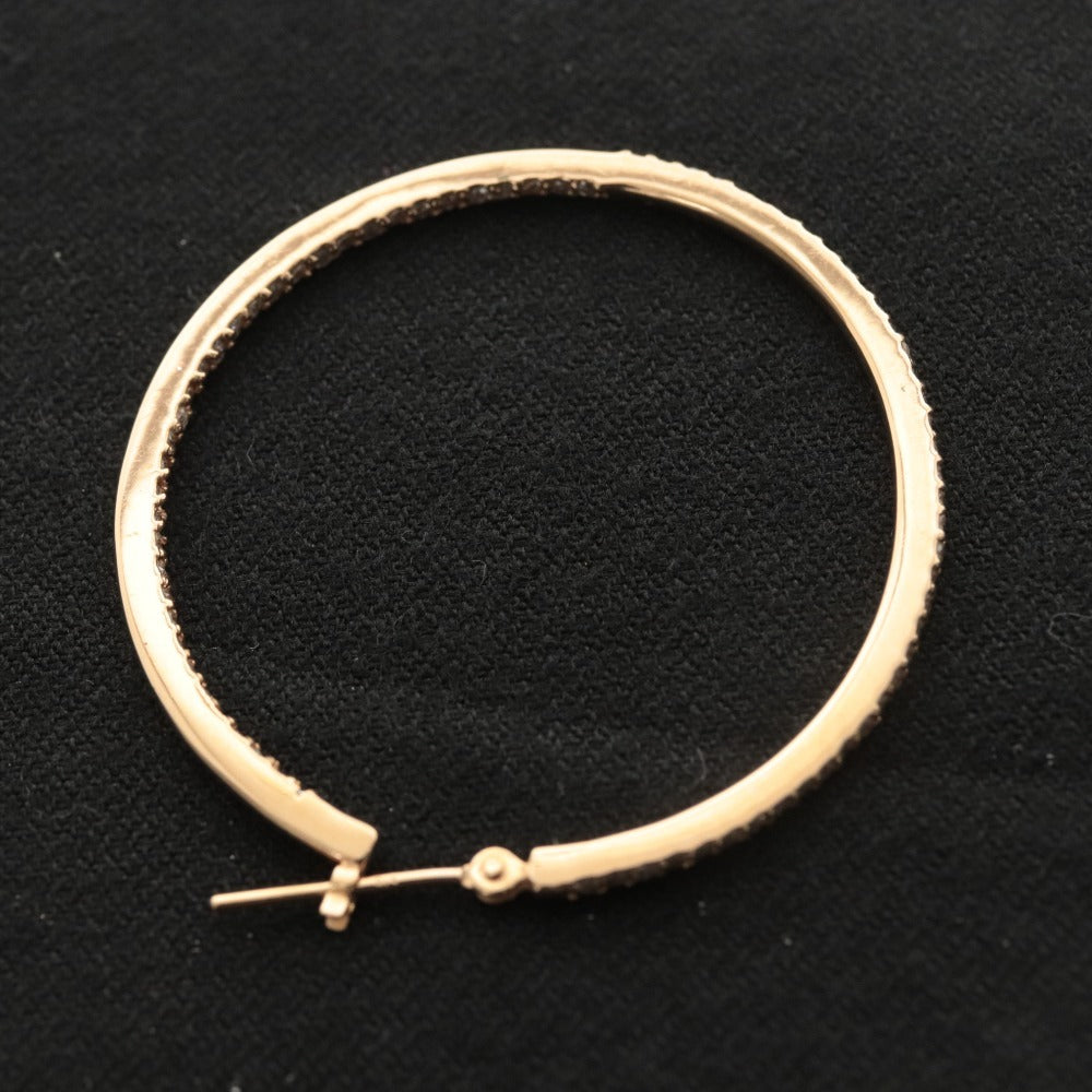 ■ VERITE ベリテ フープピアス 片耳のみ メレダイヤモンド K18 金 0.50ct 総重量3.52g 全長3.4cm ゴールド色 エルメス/小物入れ付き