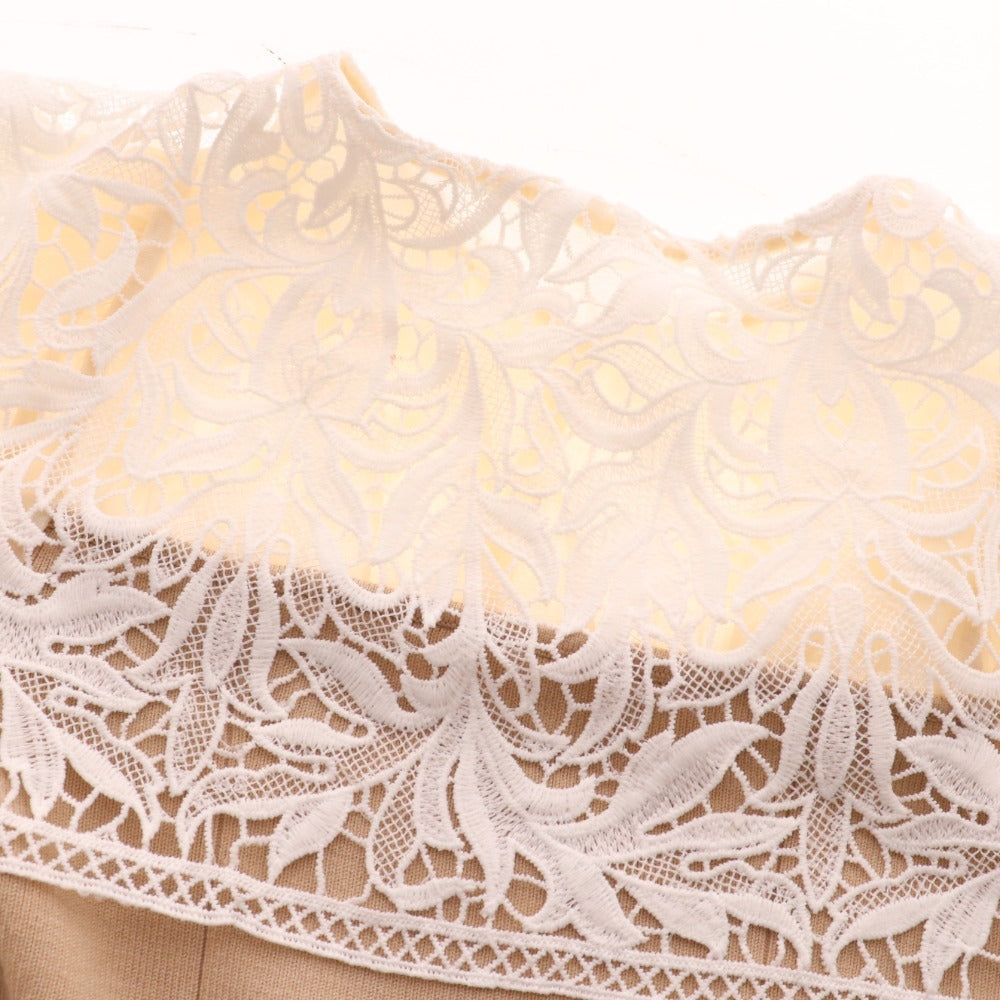 ■ Amy Istoire knit dress, long sleeve top, bottoms, lace collar, women's, F, beige