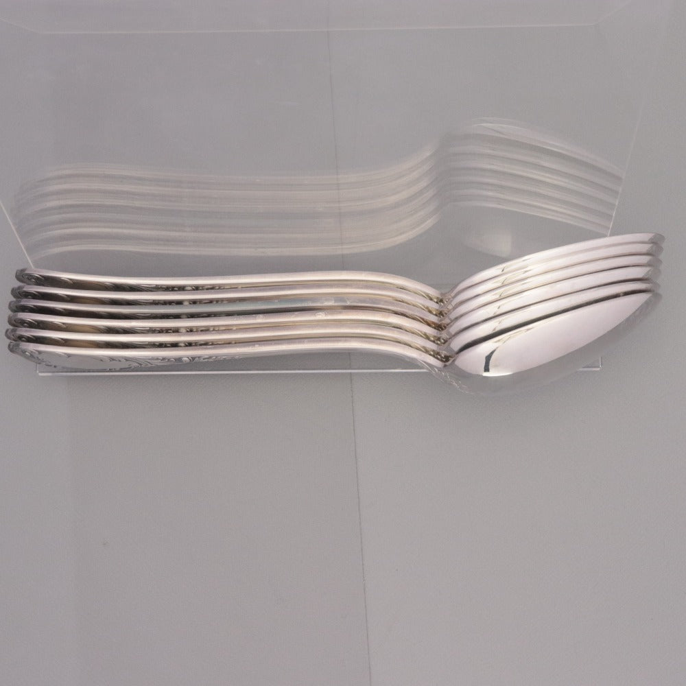 ■ Christofle クリストフル フランス スプーン 6点/本セット まとめ売り ディナー テーブル 洋食器 総柄 全長20cm シルバー カバー付き