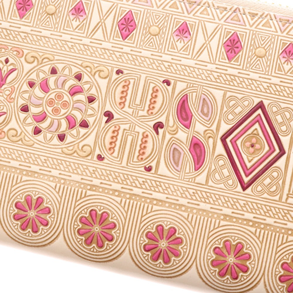 ■ 文庫屋大関 長財布 L字ファスナー アポロン レディース ホワイト ピンク系