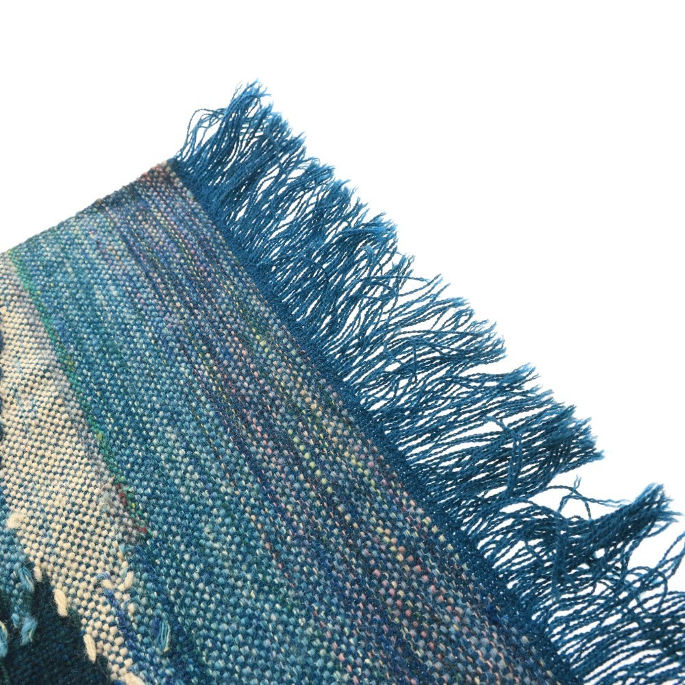 ■ Yukaraori Crafts Museum Hokkaido Handwoven Tsumugi Rug, 100% Wool, 110cm x 44cm, Green