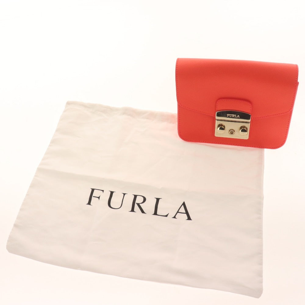 ■ フルラ ミニショルダー バッグ 鞄 メトロポリス レザーチェーン レディース オレンジ系 ピンク系 袋付き 未使用