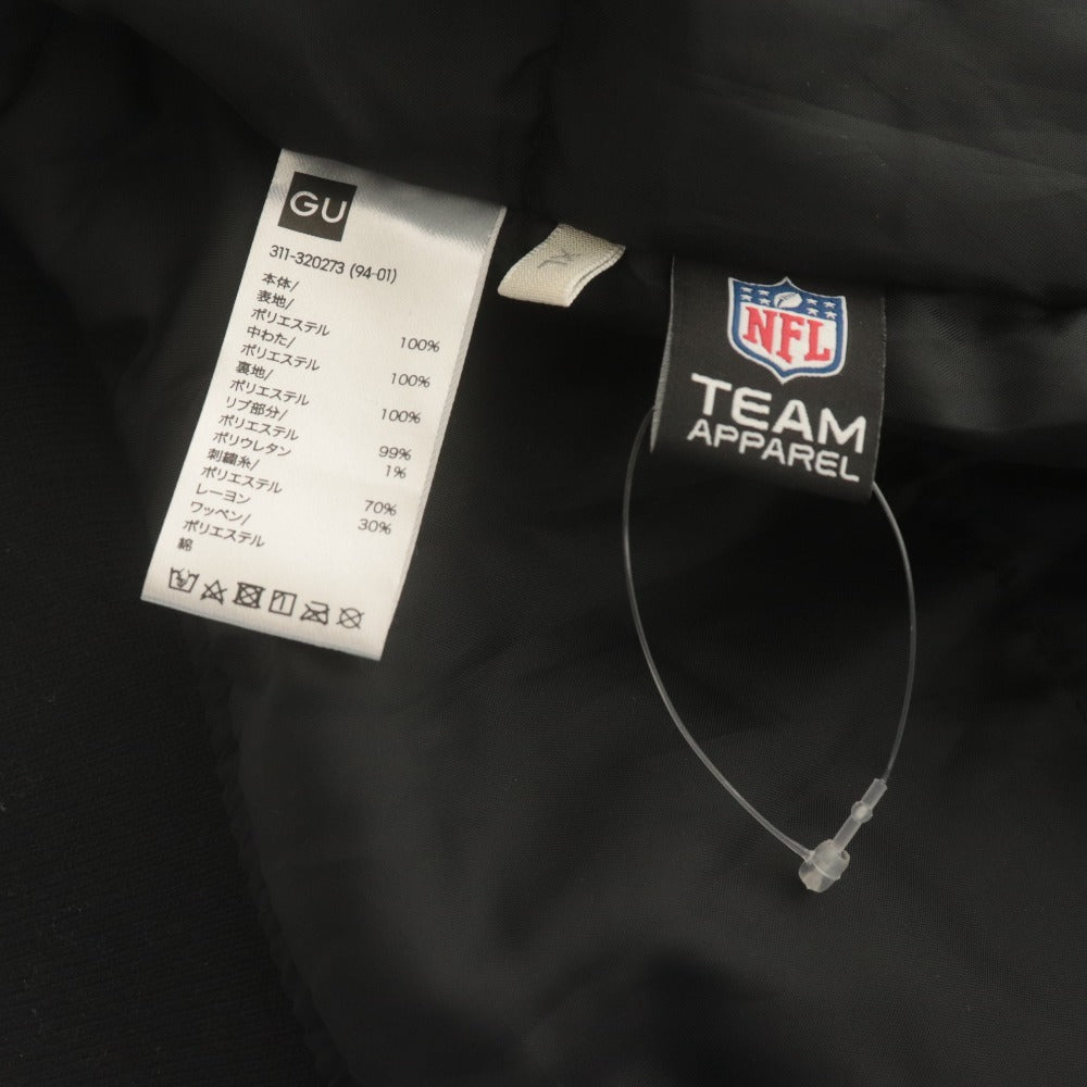 ■ NFL RAIDERS×GU スタジャン ブルゾン 長袖 アウター コラボ ワッペン 刺繍 メンズ XL ブラック