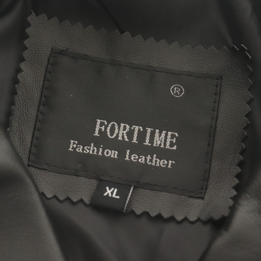 ■ FORTIME フォータイム ライダースジャケット 長袖 アウター レザー メンズ XL ブラック