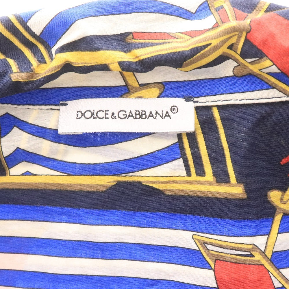 ■ ドルチェ&ガッバーナ シャツ トップス 総柄 キッズ 男の子 6 (113~119cm) ネイビー レッド