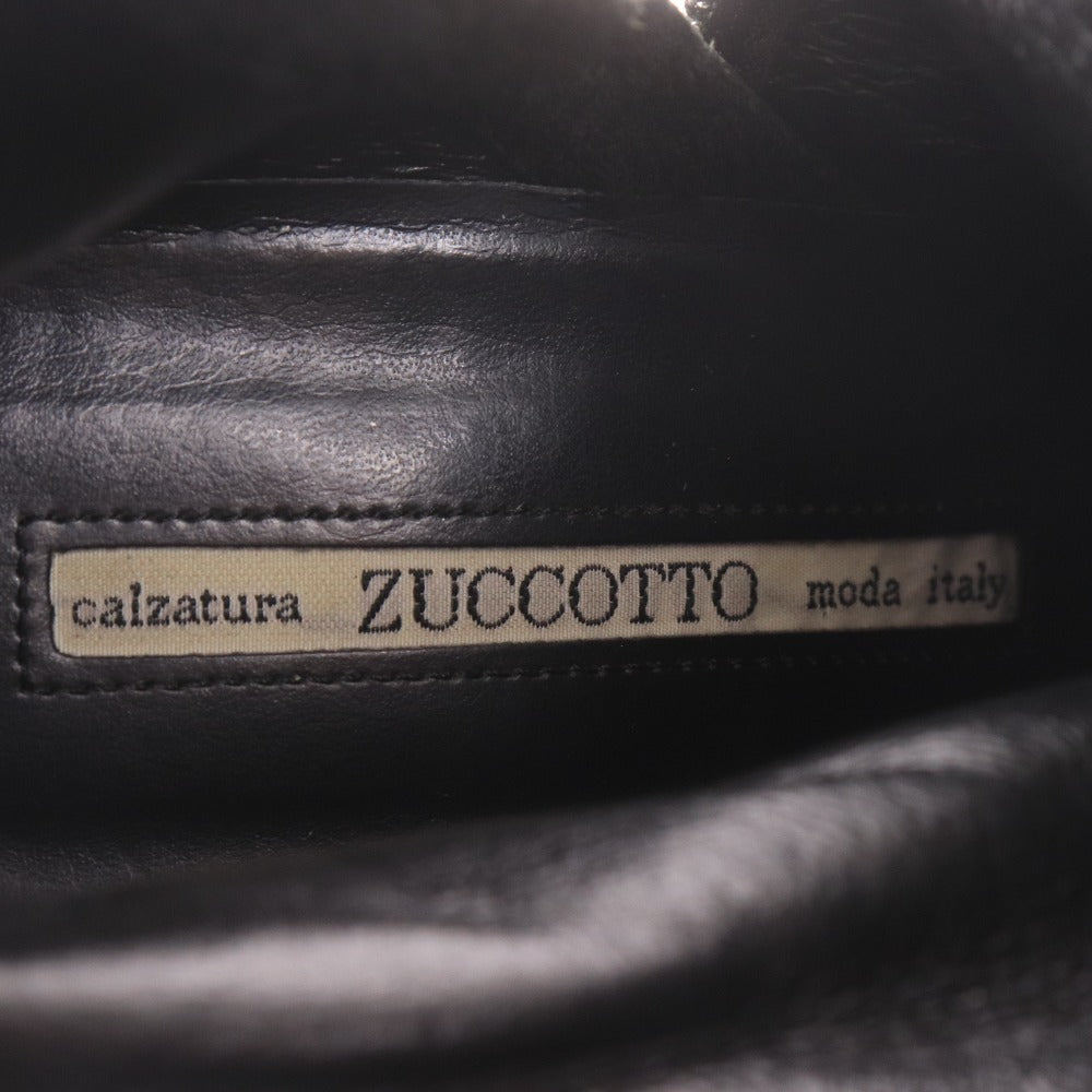 ■ ZUCCOTTO ズコット ミドルブーツ 革靴 スエード ハイヒール ジップアップ 日本製 レディース 23 ブラック