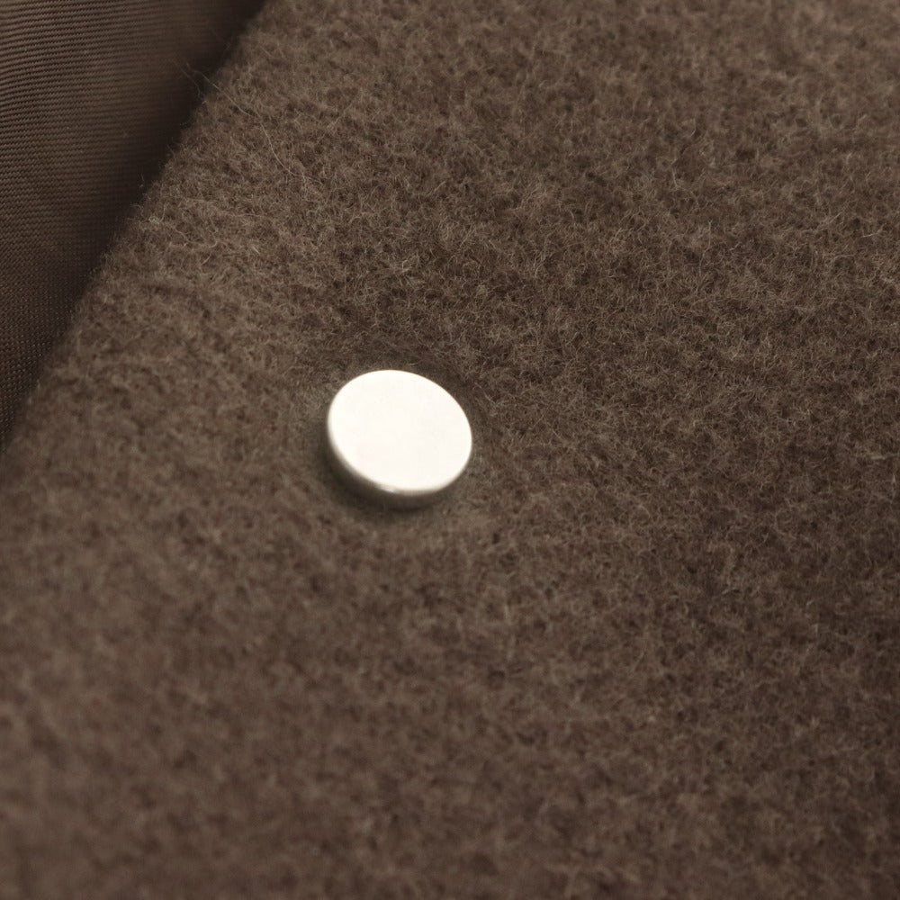 ■ SENTDALE WOOL Collarless Coat Long Sleeve Outerwear Fly Front Button Women's 38 Brown
