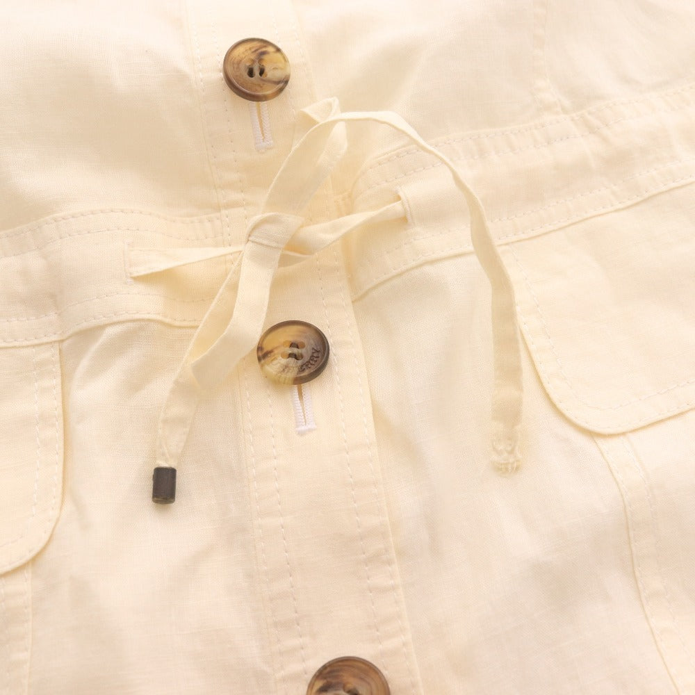 ■ バーバリー ロンドン シャツ 7分袖 トップス チェック ロング リネン レディース 40 ホワイト アイボリー