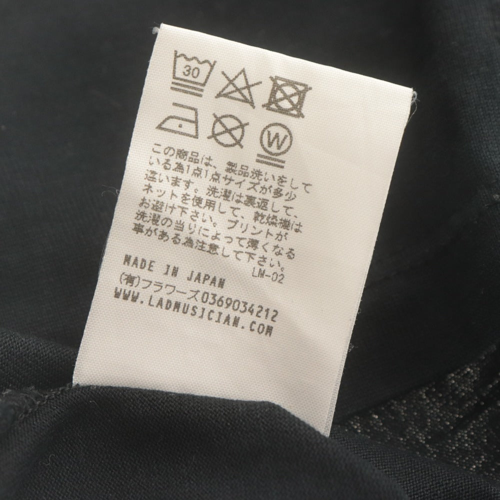 ■ ラッドミュージシャン LADMUSICIAN Tシャツ カットソー 半袖 トップス ゆったり 花柄 プリント 日本製 メンズ 42(s相当) ブラック系