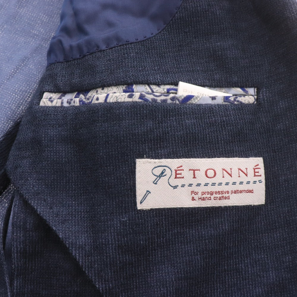 ■ ETONNE エトネ テーラードジャケット 長袖 アウター 襟 フロントボタン 裏地総柄 メンズ M ネイビー