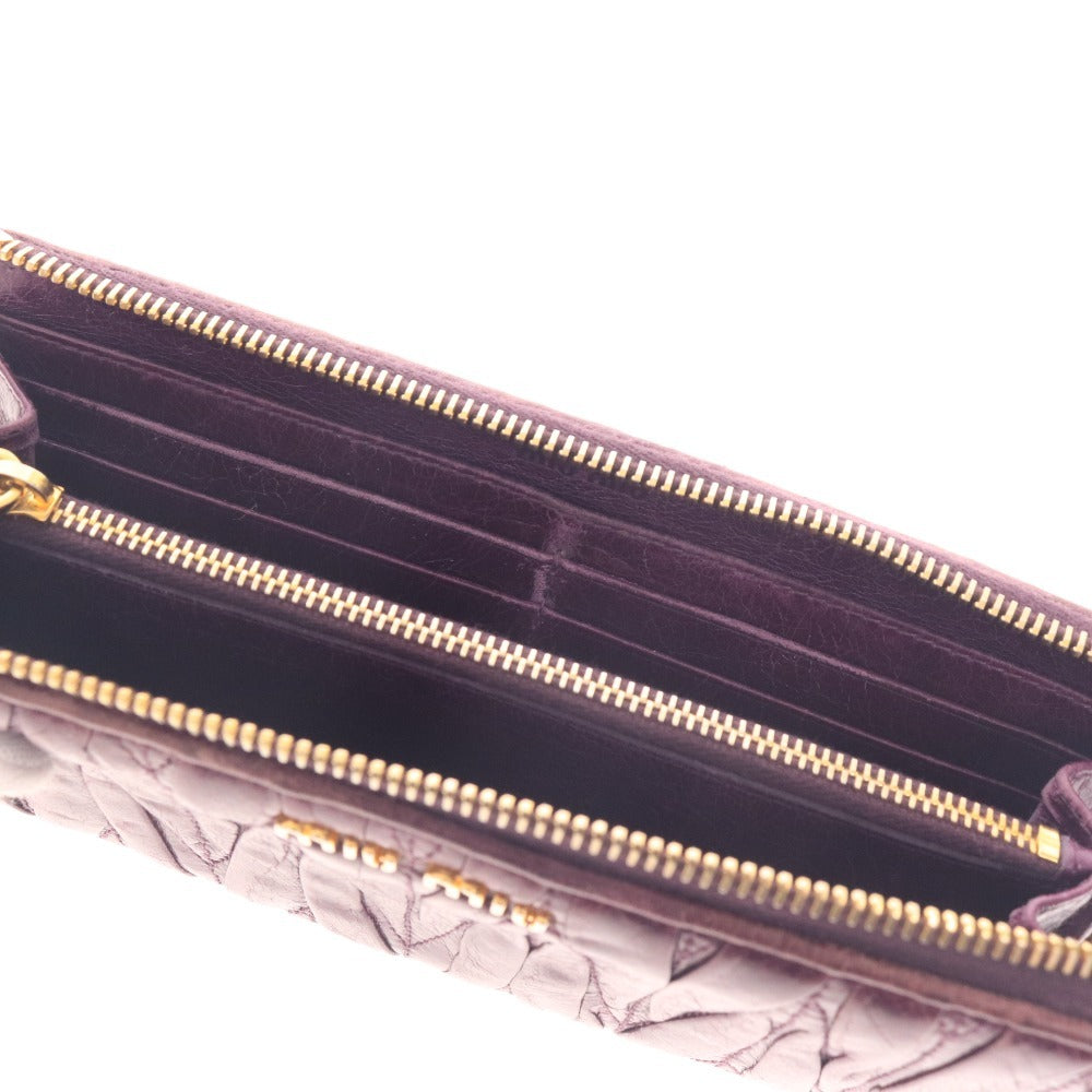 ■ ミュウミュウ 長財布 ウォレット マテラッセ L字ファスナー レディース パープル系